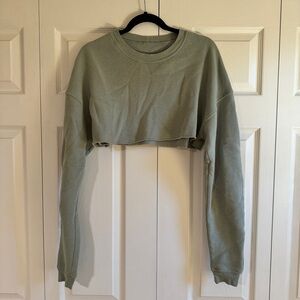 ALO Yoga Green Cropped Hoodie Long Sleeve